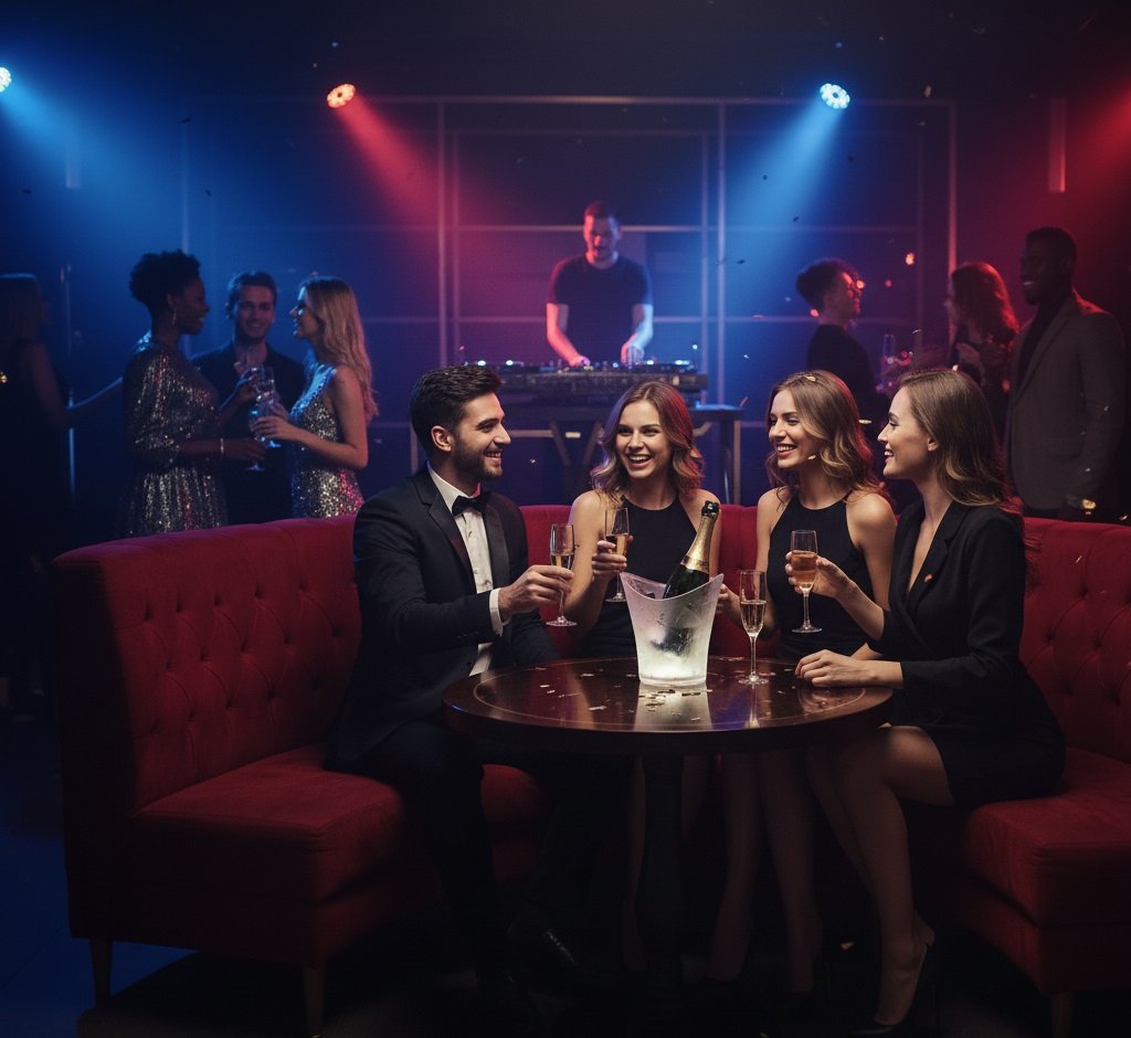 Servicio de botella VIP en una mesa de club